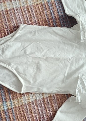 Beyaz Uzun Kollu Dantelli Bebek Body - Görsel 2