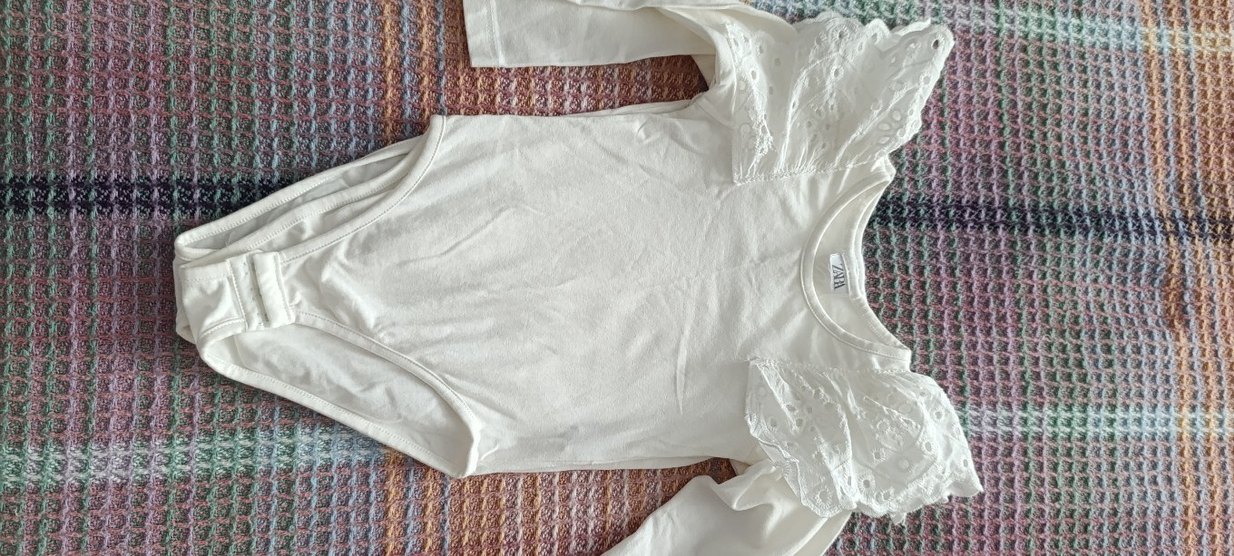 Beyaz Uzun Kollu Dantelli Bebek Body - Görsel 4