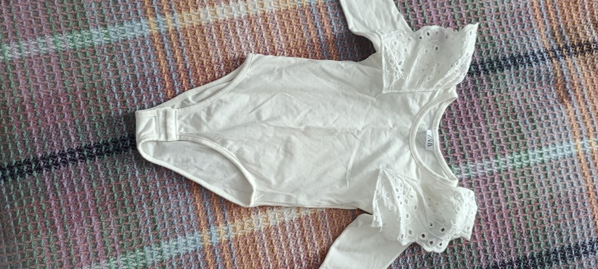 Beyaz Uzun Kollu Dantelli Bebek Body - Görsel 2