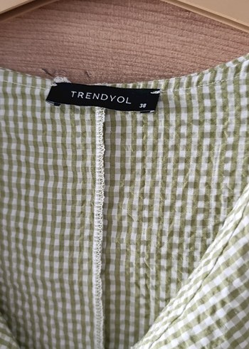 Düğmeli Yeşil Kadın Gömlek Bluz - Görsel 4