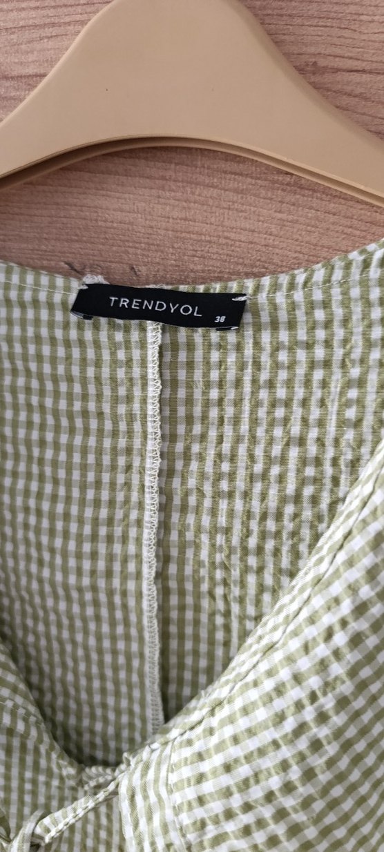 Düğmeli Yeşil Kadın Gömlek Bluz - Görsel 4