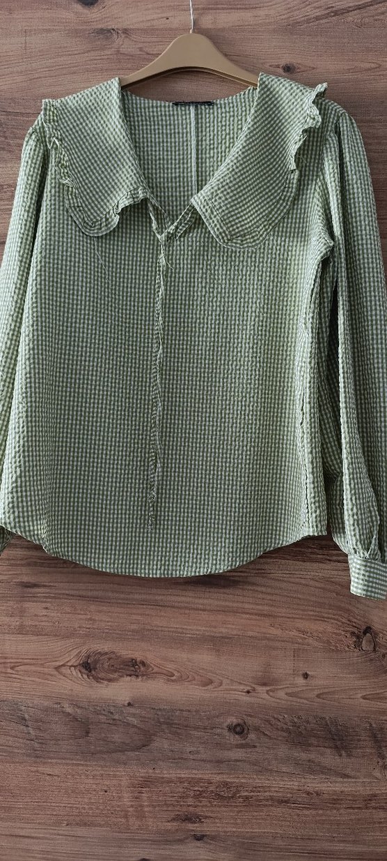Düğmeli Yeşil Kadın Gömlek Bluz - Görsel 2