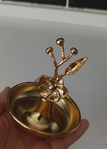 Altın Renkli Çiçek Desenli lokumluk sekerlik - Görsel 2