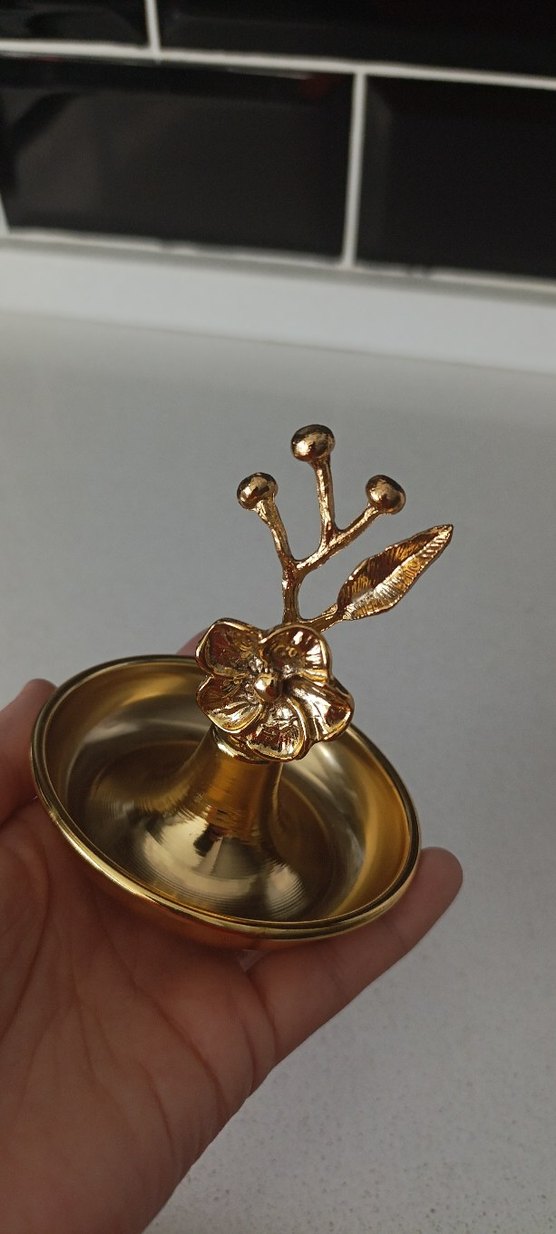 Altın Renkli Çiçek Desenli lokumluk sekerlik - Görsel 2