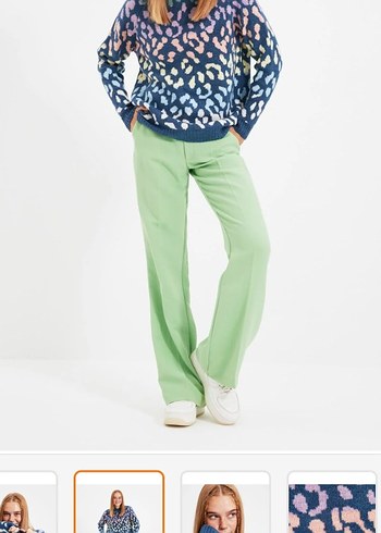 Renkli Örgü Kadın Kazak - Görsel 2