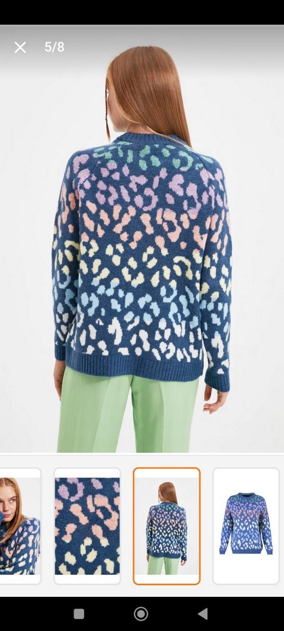 Renkli Örgü Kadın Kazak - Görsel 3