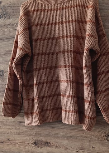 Kadın Kahverengi Örgü Salaş Kazak - Görsel 2