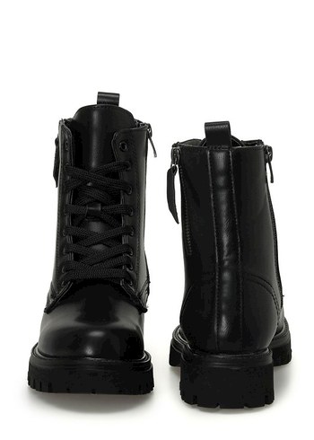 Siyah Deri Kemerli Blok Topuklu Bot - Görsel 3