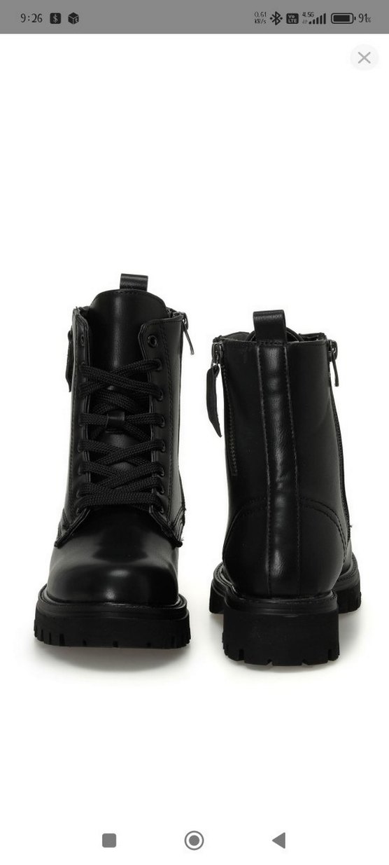 Siyah Deri Kemerli Blok Topuklu Bot - Görsel 3