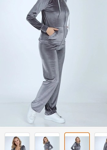 Gri Kadife Salaş Eşofman Takımı - Görsel 3