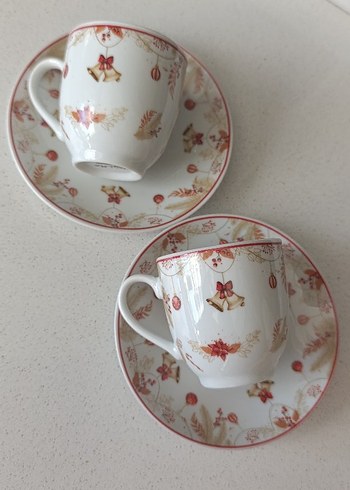 Renkli Desenli Beyaz Kahve Fincanı Seti - Görsel 2