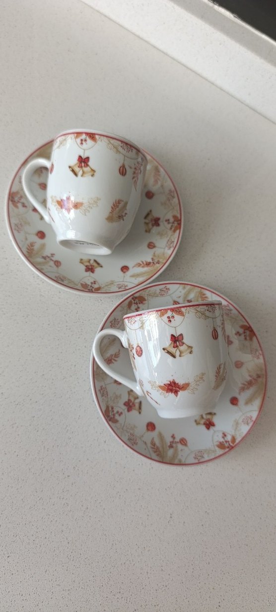 Renkli Desenli Beyaz Kahve Fincanı Seti - Görsel 2