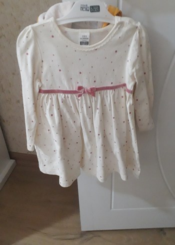 LC Waikiki Kız Çocuk Beyaz Pamuklu Uzun Kollu Elbise