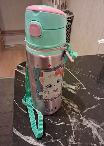 Turkuaz Pastel Renkli Çocuk Termosu - Görsel 2