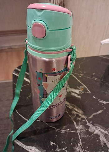 Turkuaz Pastel Renkli Çocuk Termosu - Görsel 3