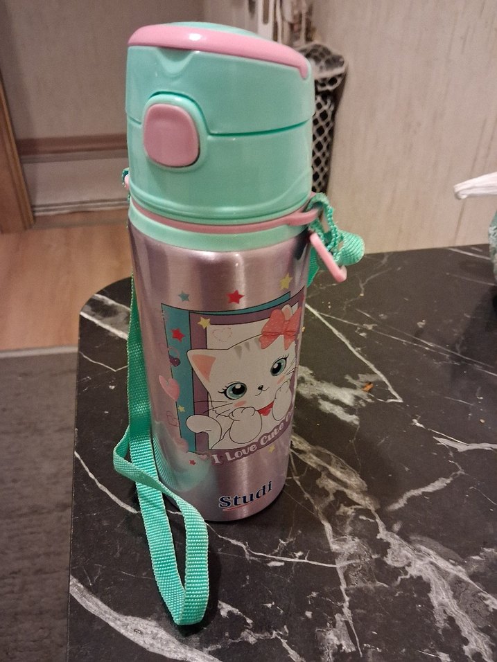 Turkuaz Pastel Renkli Çocuk Termosu - Görsel 2