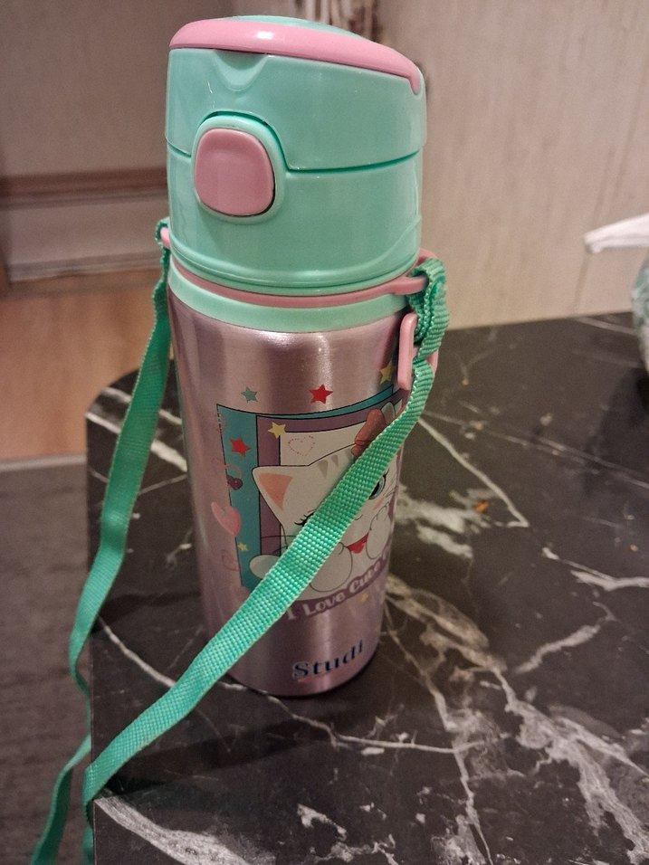 Turkuaz Pastel Renkli Çocuk Termosu - Görsel 3