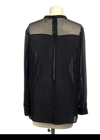 Uzun Kollu Siyah Transparan Bluz - Görsel 2