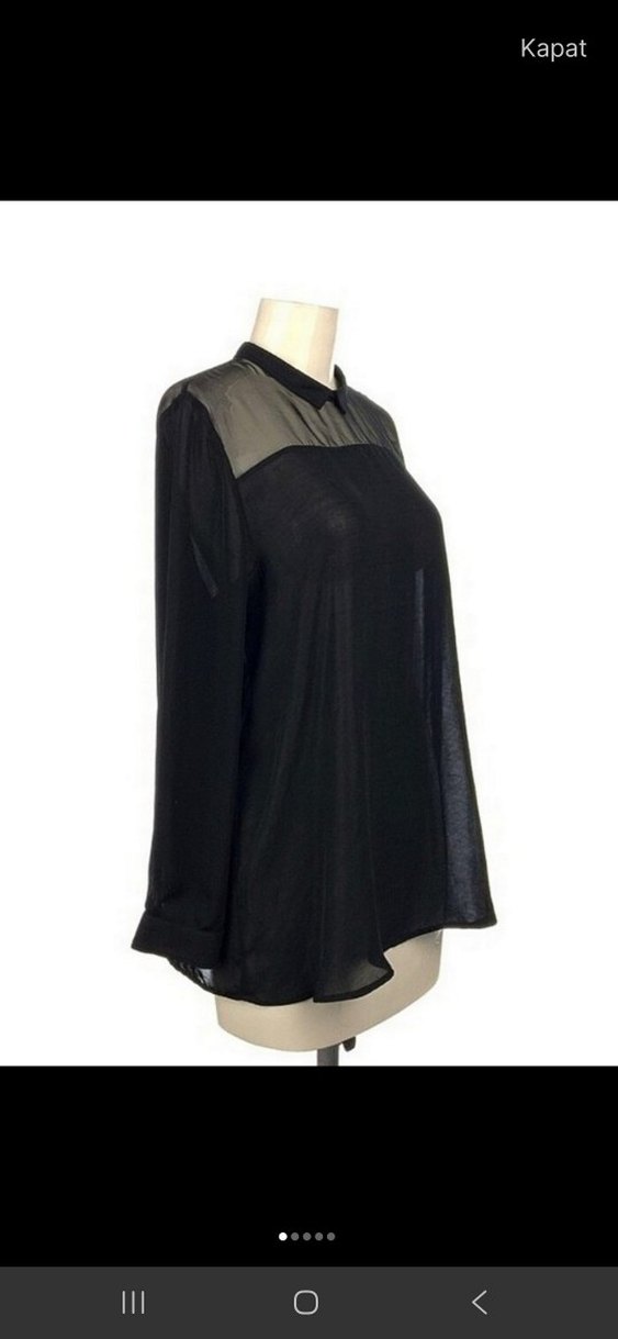 Uzun Kollu Siyah Transparan Bluz - Görsel 3
