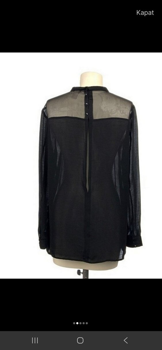 Uzun Kollu Siyah Transparan Bluz - Görsel 2