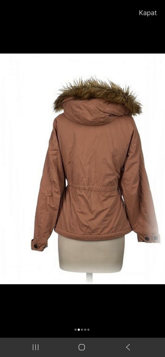 Bej Suni Kürklü Midi Kadın mont - Görsel 2