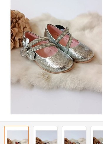 Tokalı Gri Kız Çocuk Babet - Görsel 3