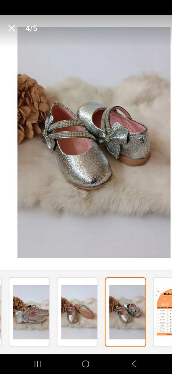 Tokalı Gri Kız Çocuk Babet - Görsel 4