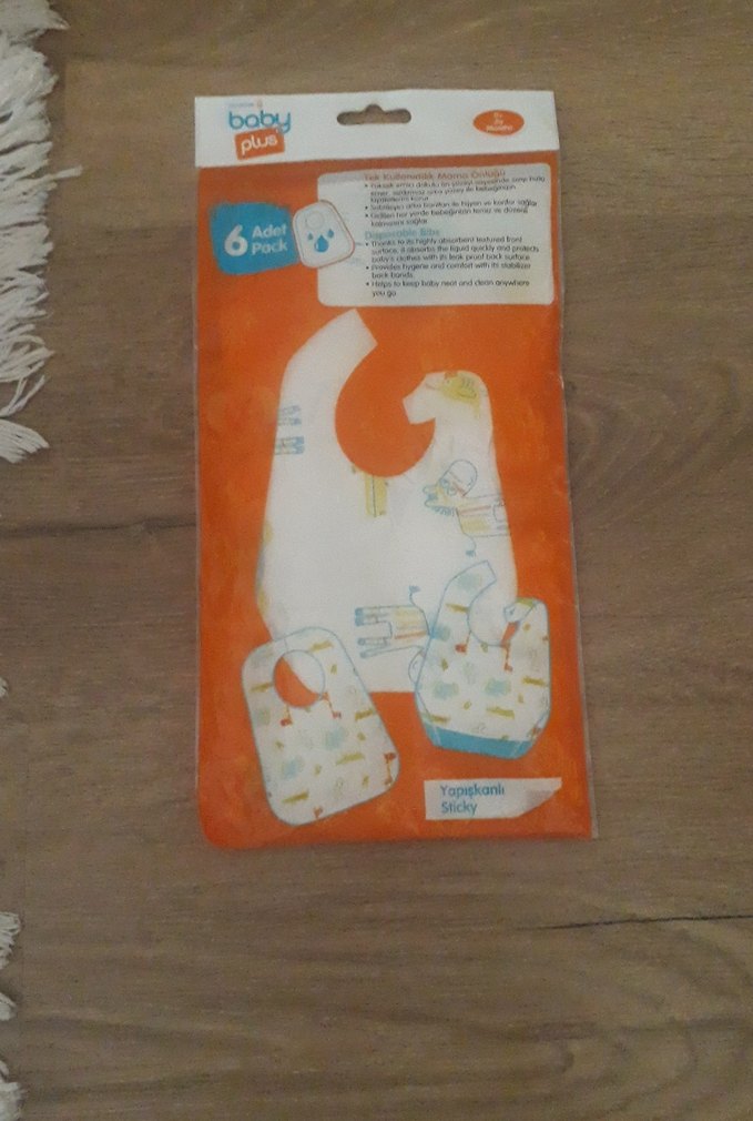 Baskılı Bej Bebek Önlüğü 6'lı Paket - Görsel 2