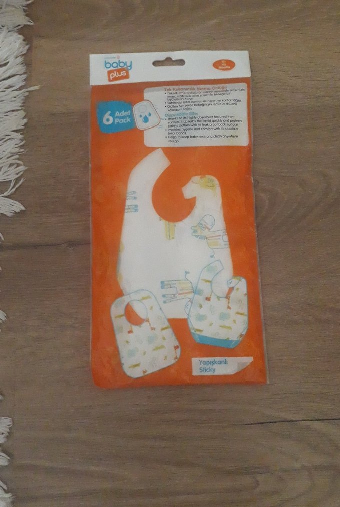 Baskılı Bej Bebek Önlüğü 6'lı Paket - Görsel 3