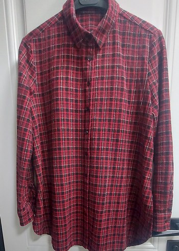 Ekose tunik gömlek Kadın Gömlek M/L - Görsel 4