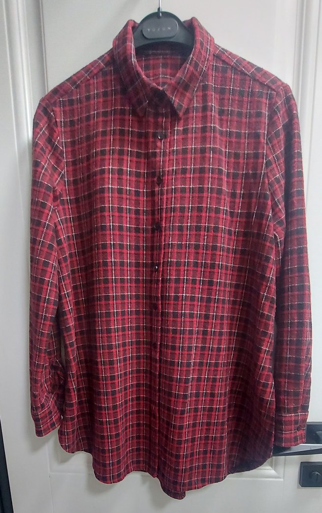 Ekose tunik gömlek Kadın Gömlek M/L - Görsel 4