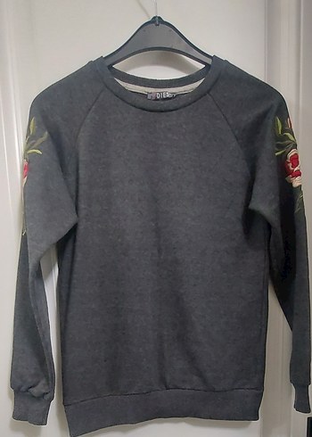 DIES Gri Nakışlı Kadın Sweatshirt - Görsel 2