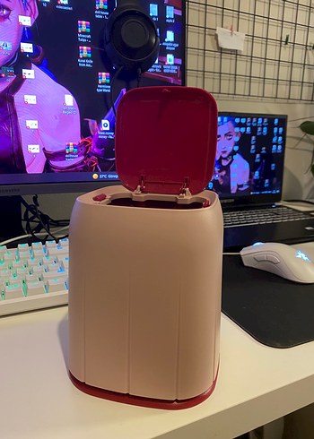 Dokunmatik Mini Çöp Kutusu Açık Pembe - Görsel 2