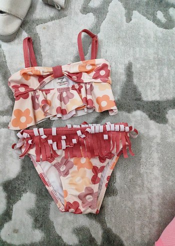 Penti Kız Çocuk Pembe Çiçek Desenli Bikini