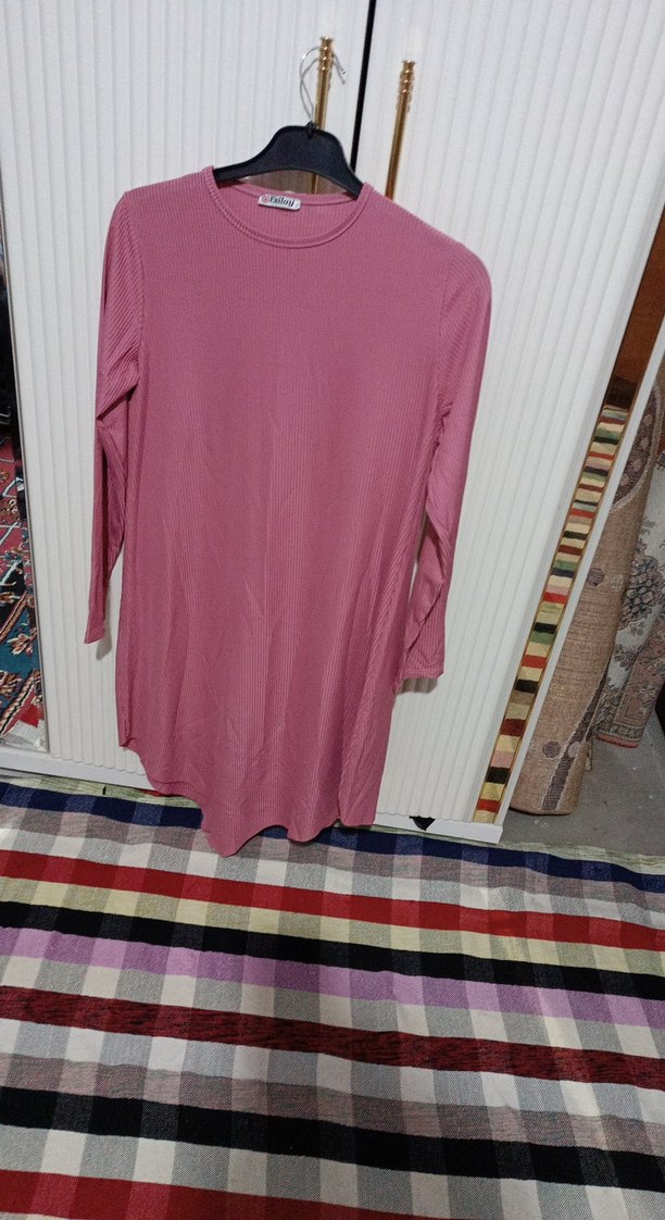 Pembe Uzun Kollu Salaş Tunik - Görsel 2