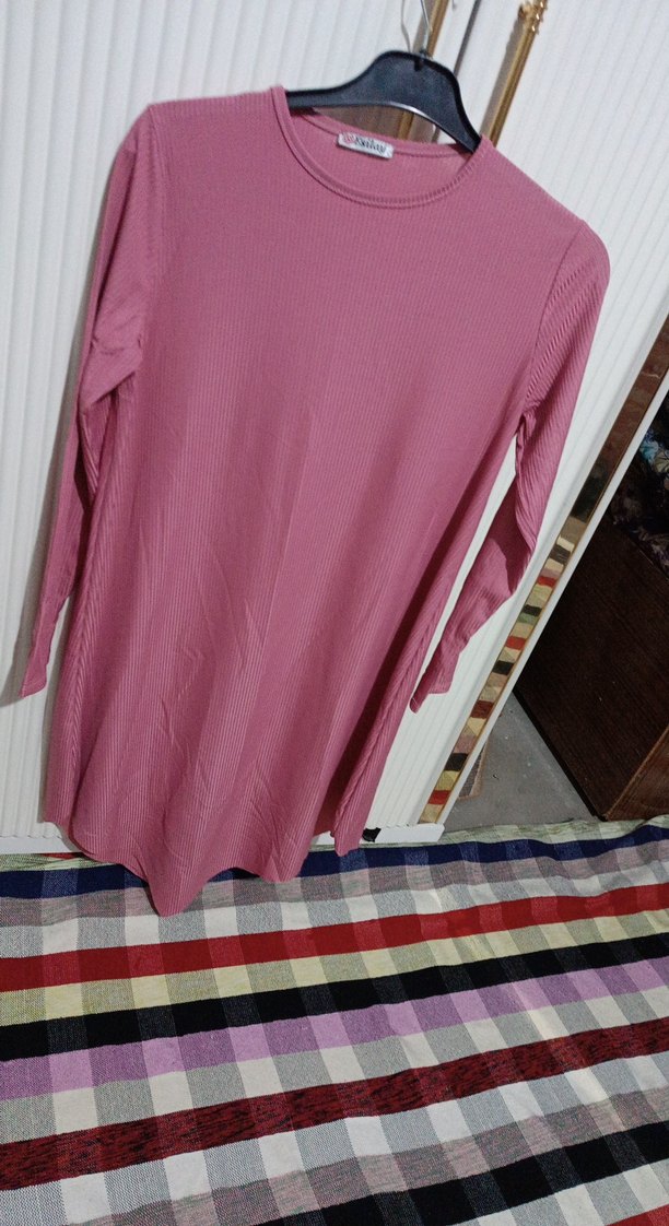Pembe Uzun Kollu Salaş Tunik - Görsel 3
