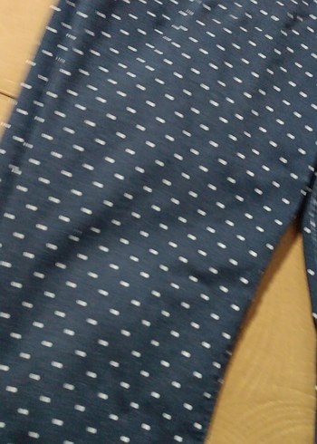 Düğmeli Lacivert Puantiyeli Kadın Kot Pantolon - Görsel 3