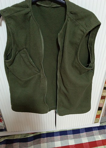 Kadin erkek Haki Fermuarlı Polar Yelek - Görsel 2