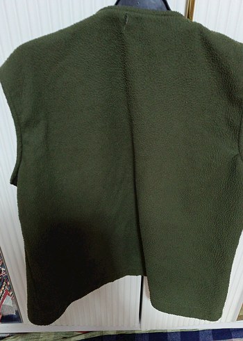 Kadin erkek Haki Fermuarlı Polar Yelek - Görsel 3