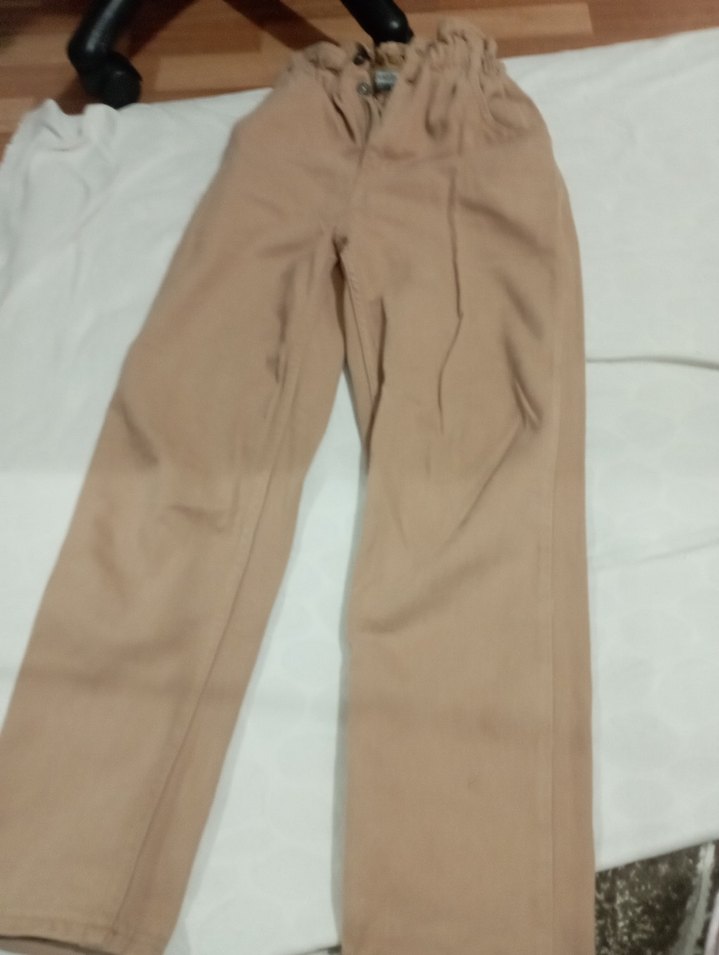 Bej Rahat Kesim Kadın Keten Pantolon - Görsel 4