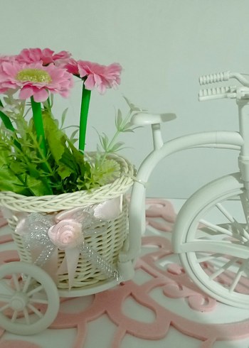 Pembe Çiçekli Sepetli Dekoratif Bisiklet - Görsel 4