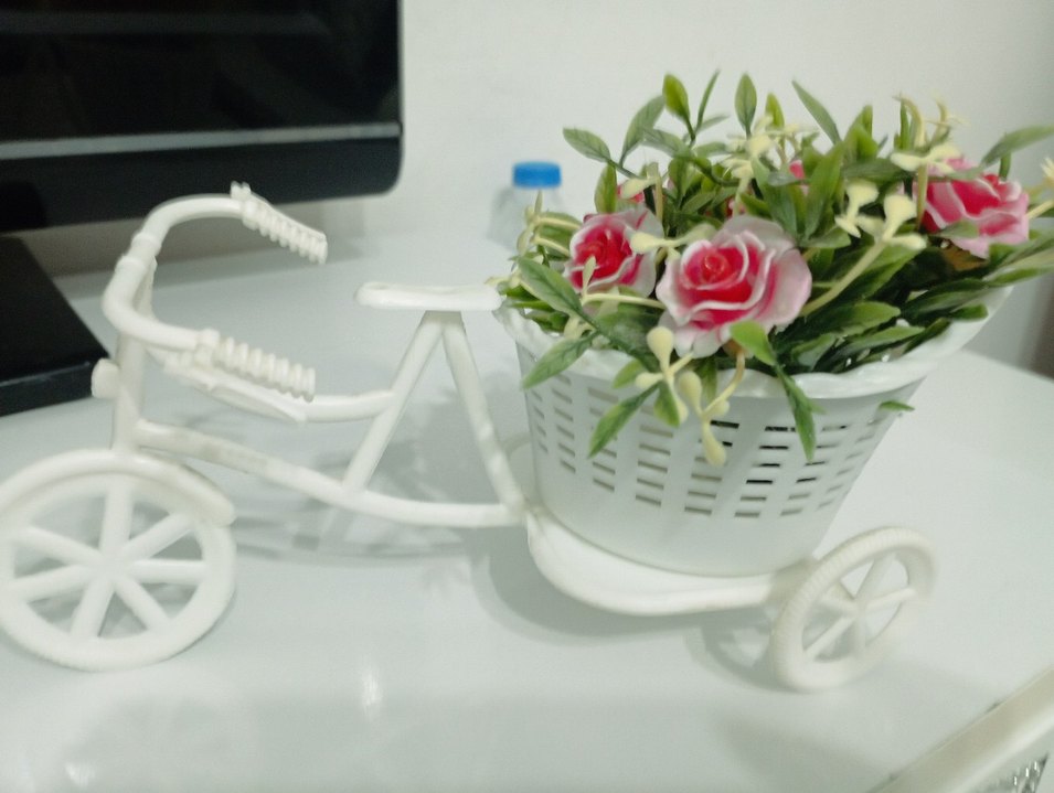 Pembe Çiçekli Sepetli Dekoratif Bisiklet - Görsel 5