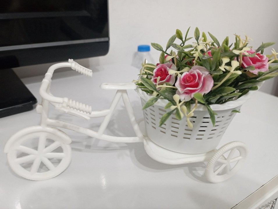 Pembe Çiçekli Sepetli Dekoratif Bisiklet - Görsel 2