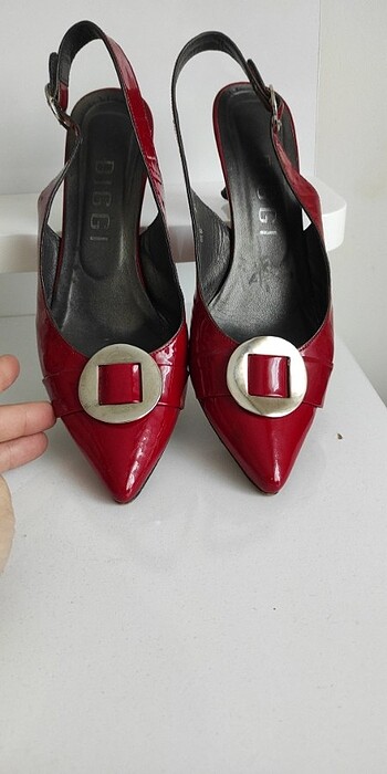 Pierre Cardin Kırmızı rugan arkası açık ayakkabi