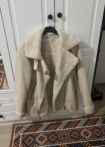 Kürk Detaylı Bej Süet Ceket - Görsel 2