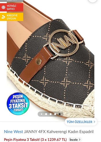 38 Beden Nine West Kahverengi Kadın Espadril