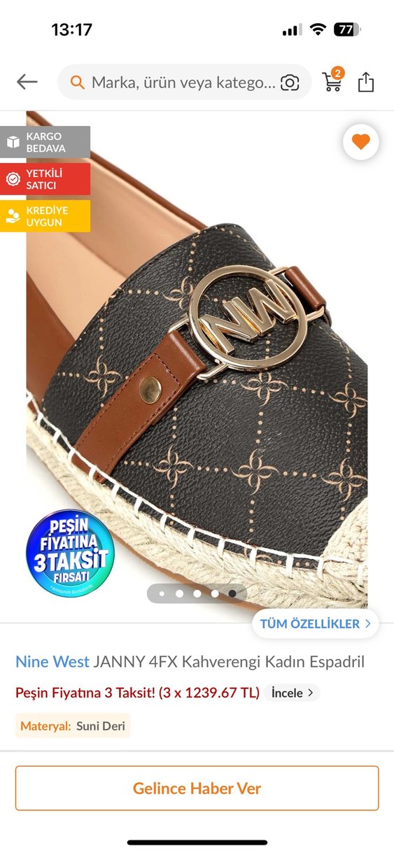 Nine West Kahverengi Kadın Espadril - Görsel 2