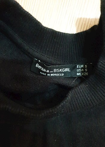 Bershka Siyah Beyaz Uzun Kollu Rahat Kesim Sweatshirt
