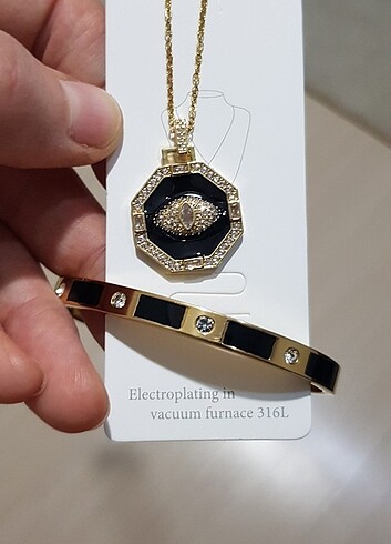 Tasarımcı Çelik Zirkon Taşlı Göz kolye