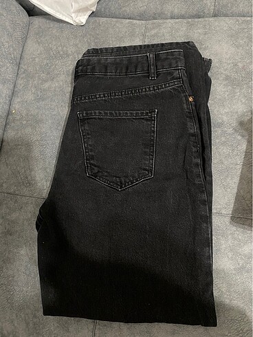 28 Beden gri Renk Koton wide leg pantolon kot füme